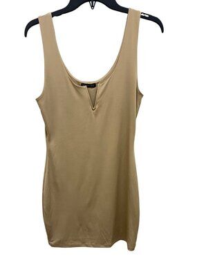 Mind Code Beige Sleeveless Stretch Tank Dress – Large